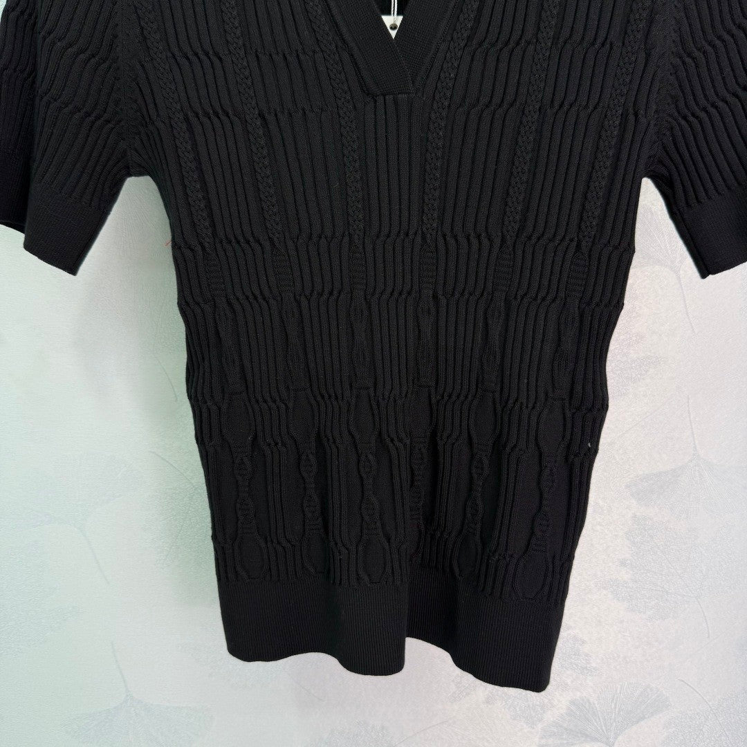 H Lapel Knit Lapel Short Sleeve