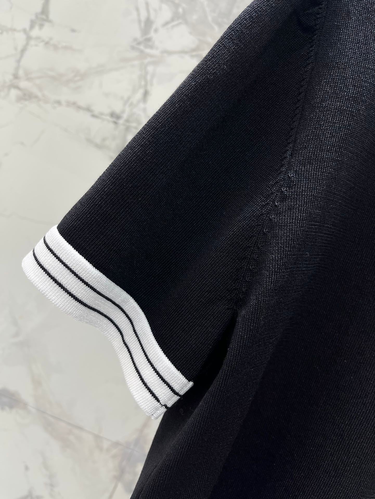 25 contrast color embroidered logo comfortable elastic versatile knitted short sleeves
