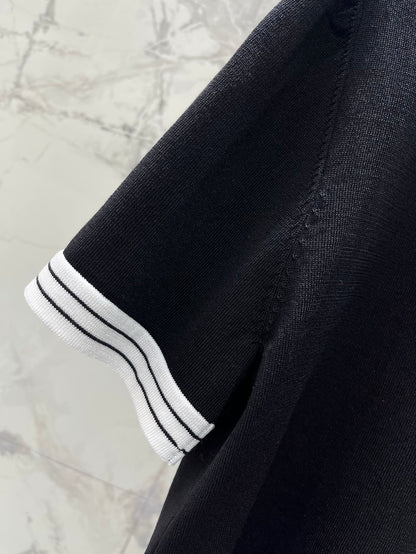 25 contrast color embroidered logo comfortable elastic versatile knitted short sleeves