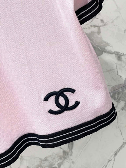 25 contrast color embroidered logo comfortable elastic versatile knitted short sleeves
