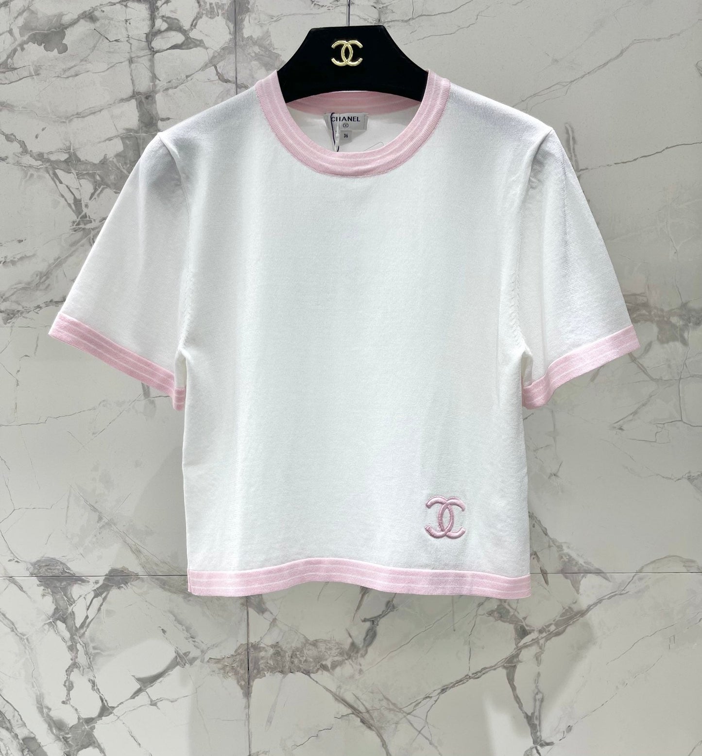 25 contrast color embroidered logo comfortable elastic versatile knitted short sleeves