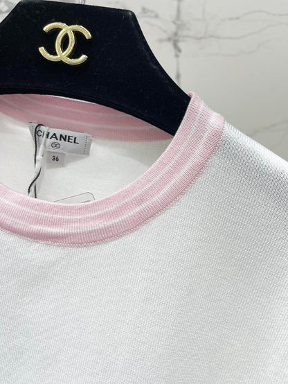 25 contrast color embroidered logo comfortable elastic versatile knitted short sleeves
