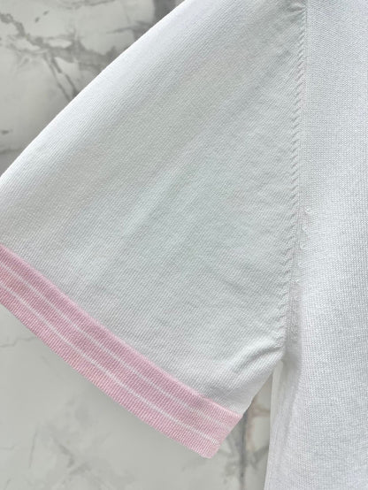 25 contrast color embroidered logo comfortable elastic versatile knitted short sleeves