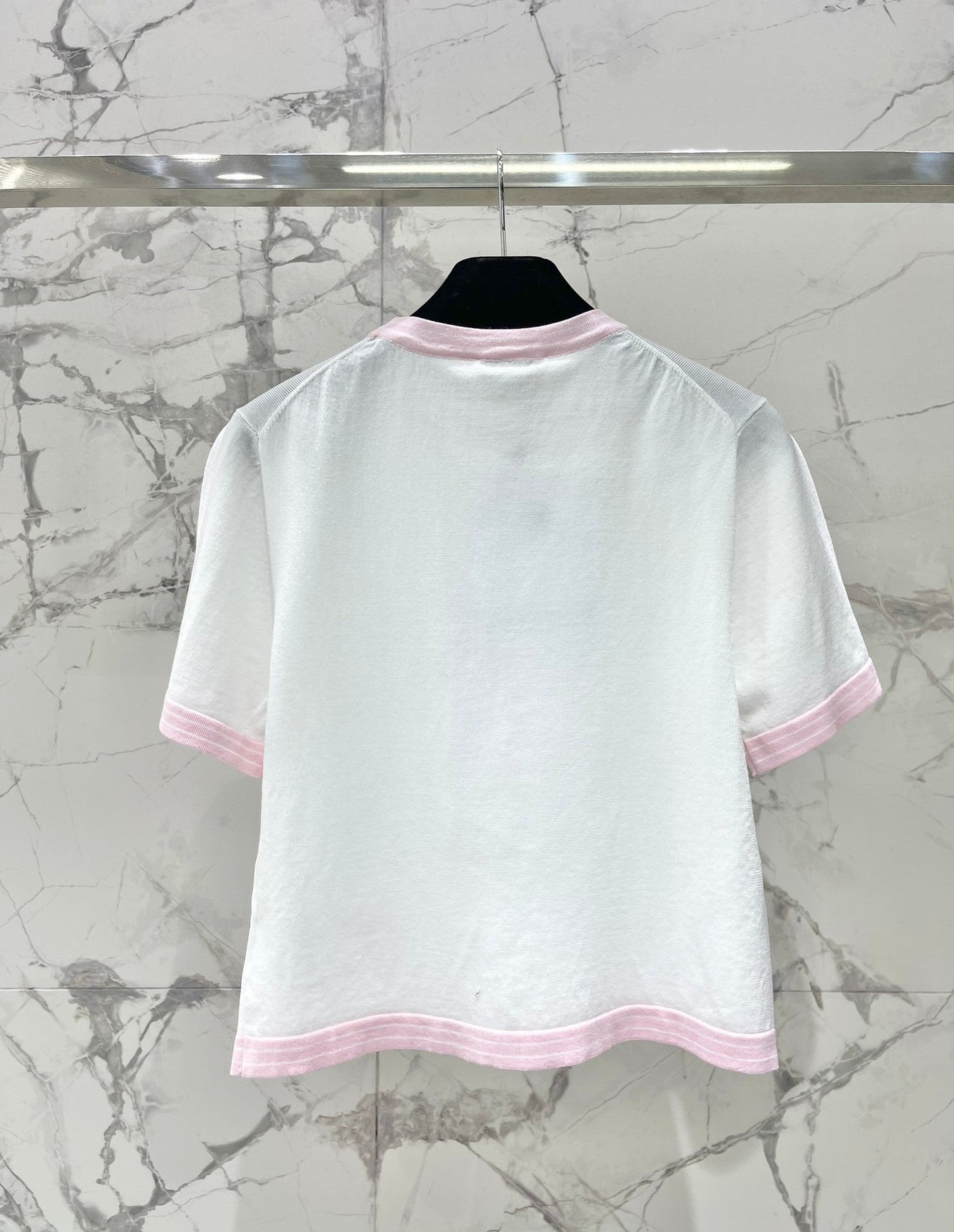 25 contrast color embroidered logo comfortable elastic versatile knitted short sleeves