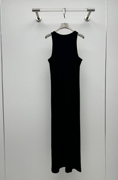 25 Spring and Summer New Micro Logo Embroidery Threaded Midi Dress