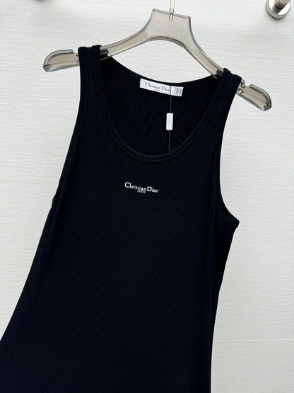 25 Spring and Summer New Micro Logo Embroidery Threaded Midi Dress