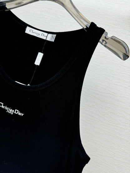 25 Spring and Summer New Micro Logo Embroidery Threaded Midi Dress