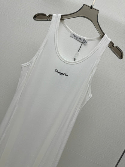 25 Spring and Summer New Micro Logo Embroidery Threaded Midi Dress