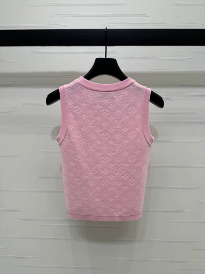 25 Spring and Summer Embroidered Letters Round Neck Knitted Vest