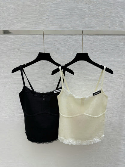 2025 Spring and Summer New Simple Two-color Lace Vest