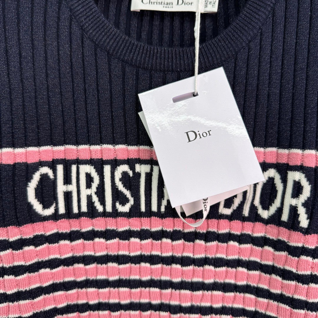 2025 New Round Neck Striped Knit Top