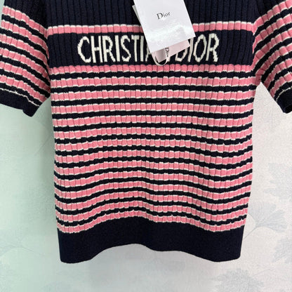 2025 New Round Neck Striped Knit Top
