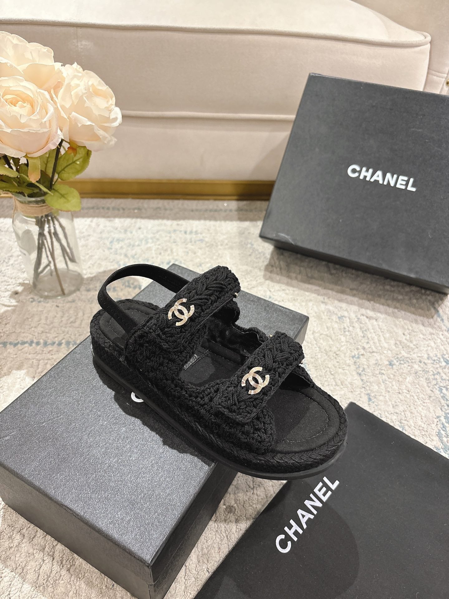25S Dad Sandal Raffia Calfskin