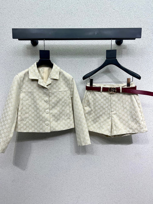 Classic jacquard jacket + matching shorts set