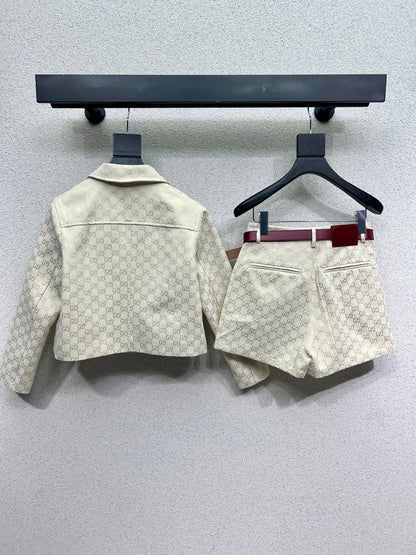 Classic jacquard jacket + matching shorts set