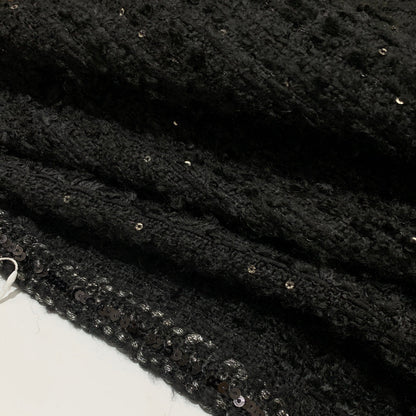 25ss Fried Dough Twists hemmed sequin blended woven tweed small fragrance round neck long sleeve coat