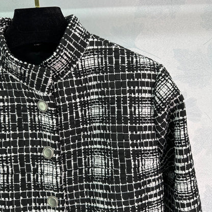 25ss Stand up collar tweed dress jacket