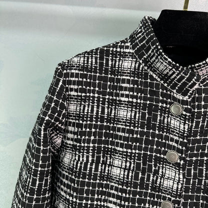 25ss Stand up collar tweed dress jacket