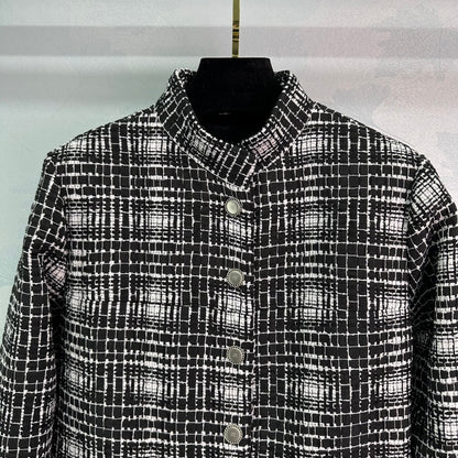 25ss Stand up collar tweed dress jacket