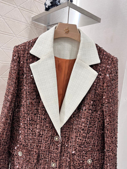 25ss Coarse tweed sequin dress jacket