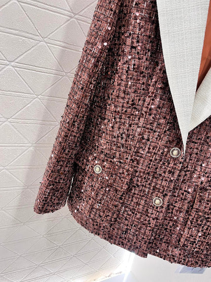 25ss Coarse tweed sequin dress jacket