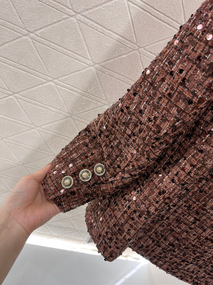 25ss Coarse tweed sequin dress jacket