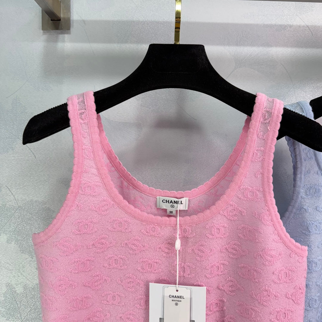 25SS Micro transparent jacquard knitted vest