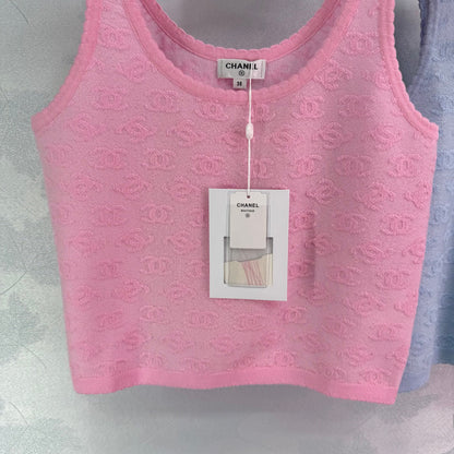 25SS Micro transparent jacquard knitted vest