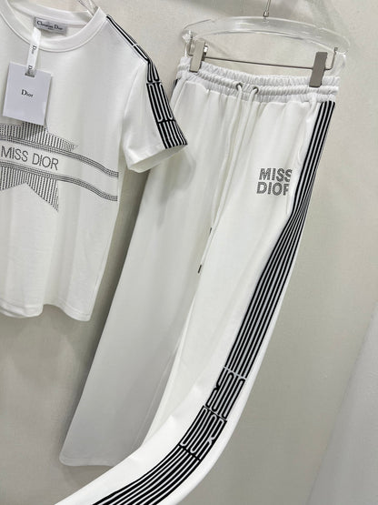 25ss Hot stamping ribbon short sleeved shirt ➕ Combination of straight tubes