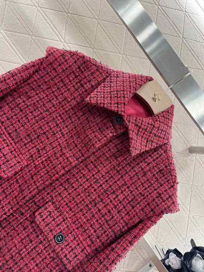 25ss Coarse tweed flying sleeve lapel dress jacket