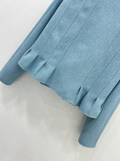 25ss Stand up collar, buckle, lotus leaf hem jacket