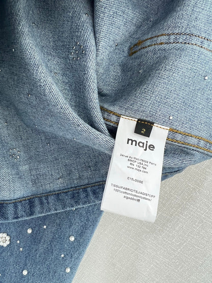 25ss 3D nail bead round neck denim jacket