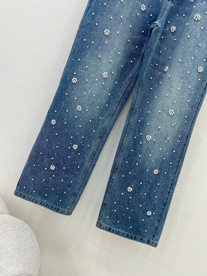 25ss 3D nail bead straight leg pants