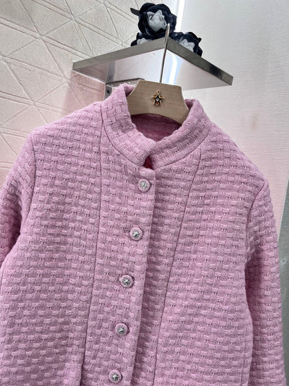 25ss Coarse woolen small stand collar dress jacket