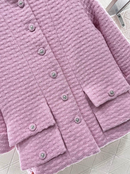 25ss Coarse woolen small stand collar dress jacket