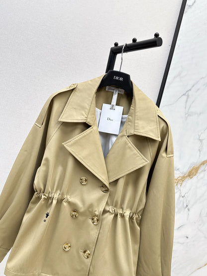 25ss Drawstring waist cinched   length lapel windbreaker jacket