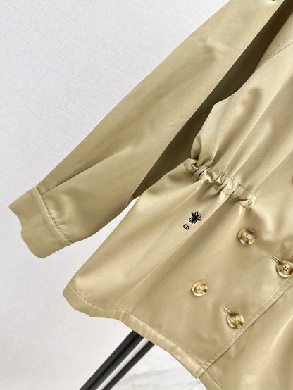 25ss Drawstring waist cinched   length lapel windbreaker jacket