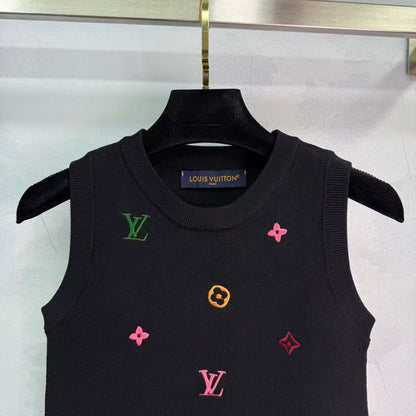 25SS Four leaf clover embroidered knitted vest