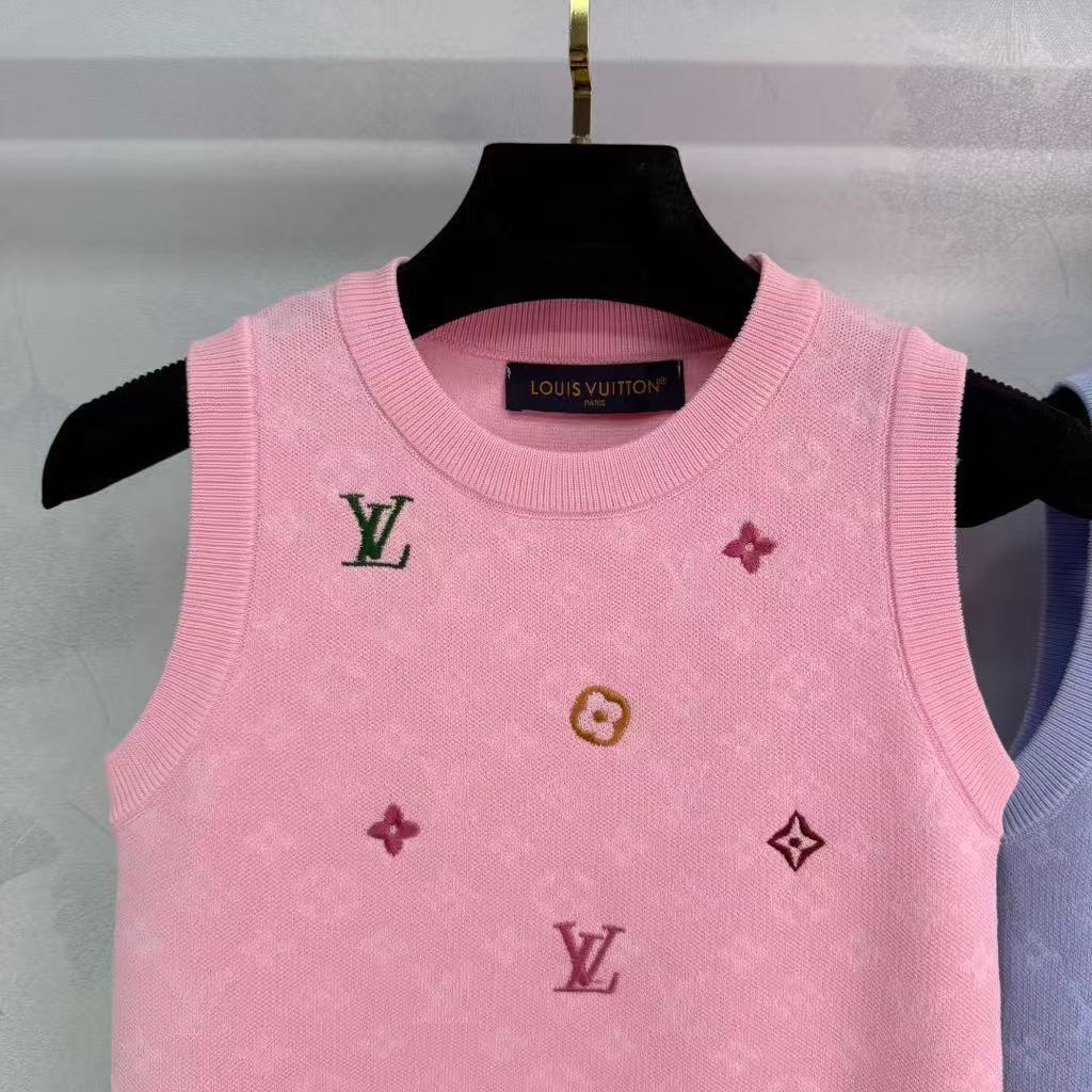 25SS Four leaf clover embroidered knitted vest