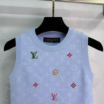 25SS Four leaf clover embroidered knitted vest