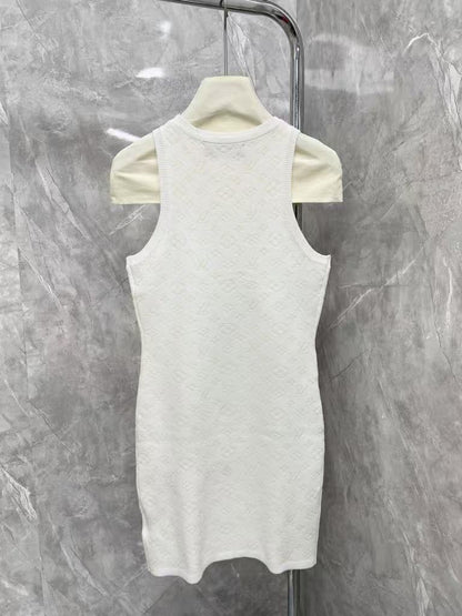 25SS Letter logo embroidered textured vest skirt
