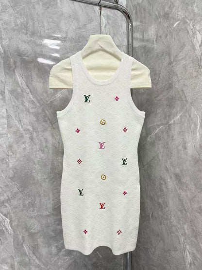 25SS Letter logo embroidered textured vest skirt