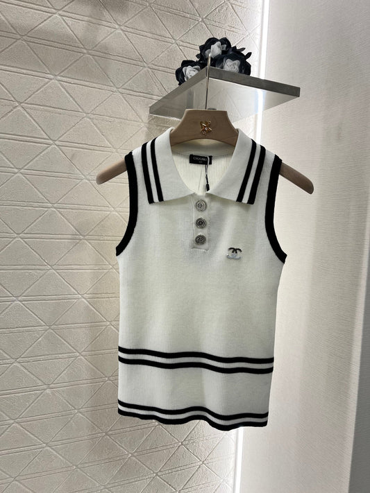 2025 New Contrast Color Knitted Vest