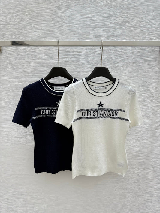 25 contrast color logo knitted short sleeves
