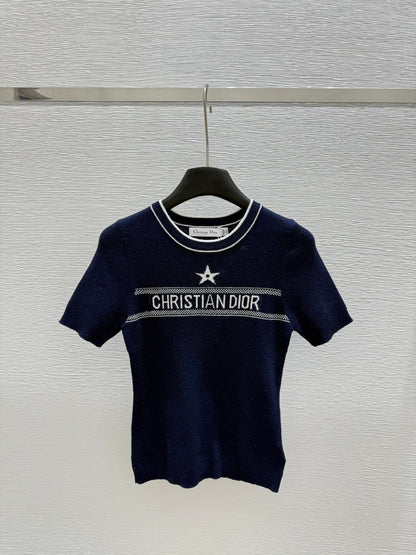 25 contrast color logo knitted short sleeves