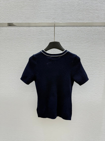 25 contrast color logo knitted short sleeves