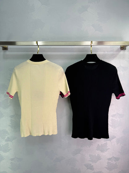 25 Early spring new fish jacquard pattern knitted short sleeves