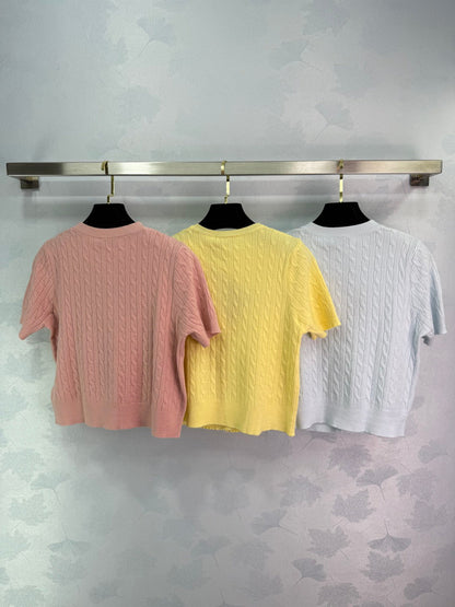 25ss Spring and Summer Colorful Tricolor Button Cardigan