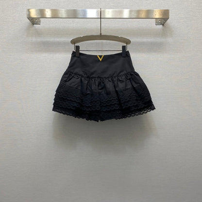 25ss Temperament high waist metal buckle embellishment layered design short skirt