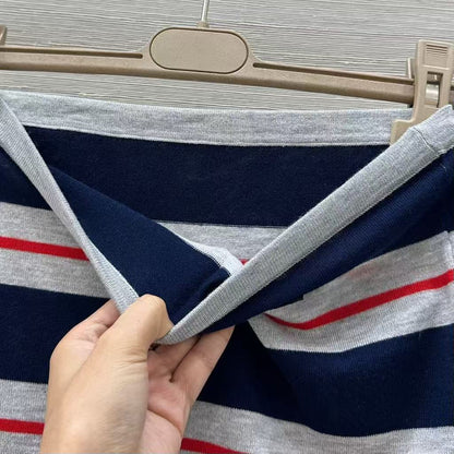 25 new Striped contrast knitted tube top